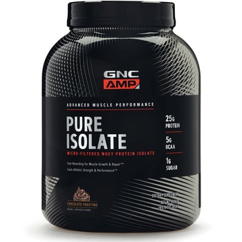 GNC AMP Pure Isolate, Proteina Izolata din Zer, cu Aroma de Glazura de Ciocolata, 2415 g GNC AMP Pure Isolate, Proteina Izolata din Zer, cu Aroma de Glazura de Ciocolata, 2415 g
