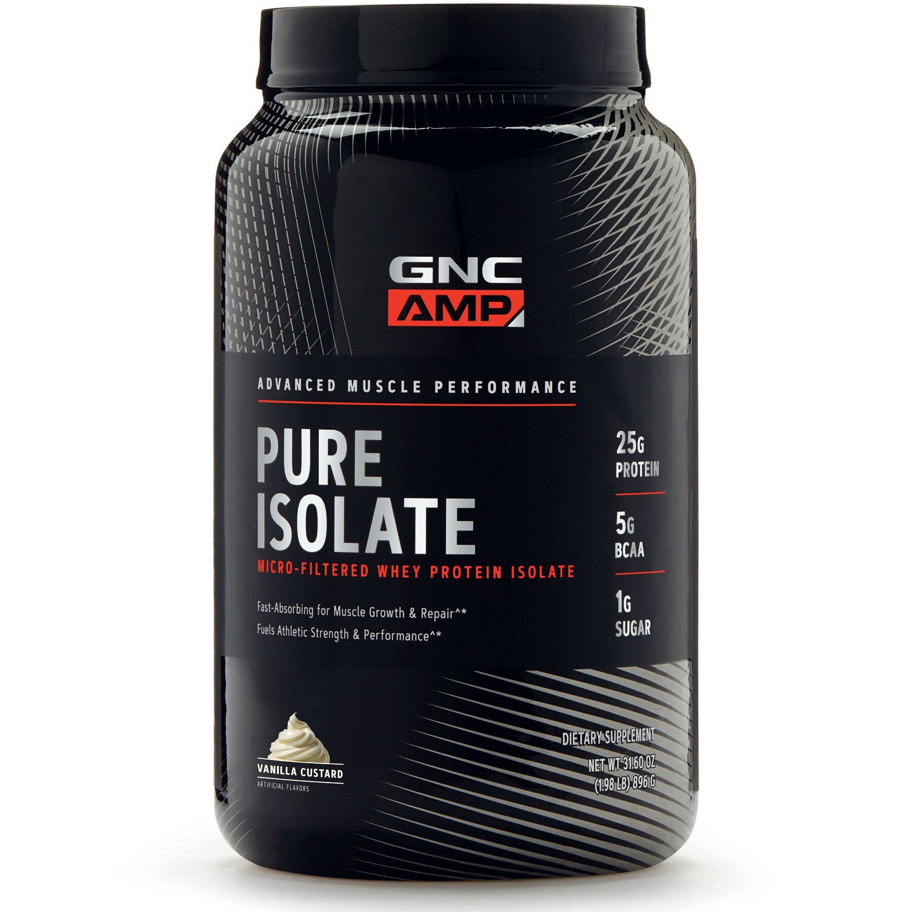 GNC AMP Pure Isolate, Proteina Izolata din Zer, cu Aroma de Vanilie, 896 g