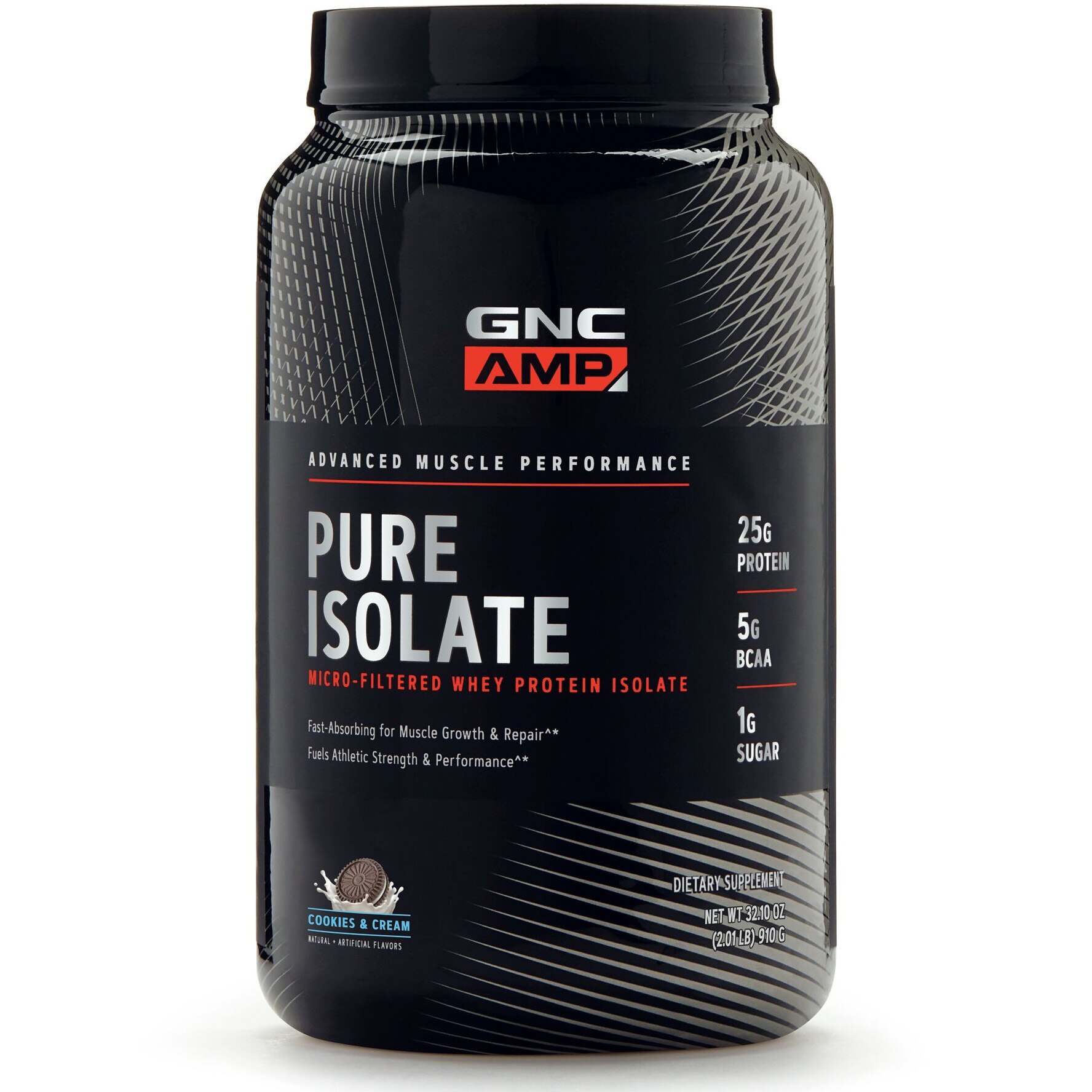 GNC AMP Pure Isolate, Proteina Izolata din Zer, cu Aroma de Biscuiti si Crema, 910 g