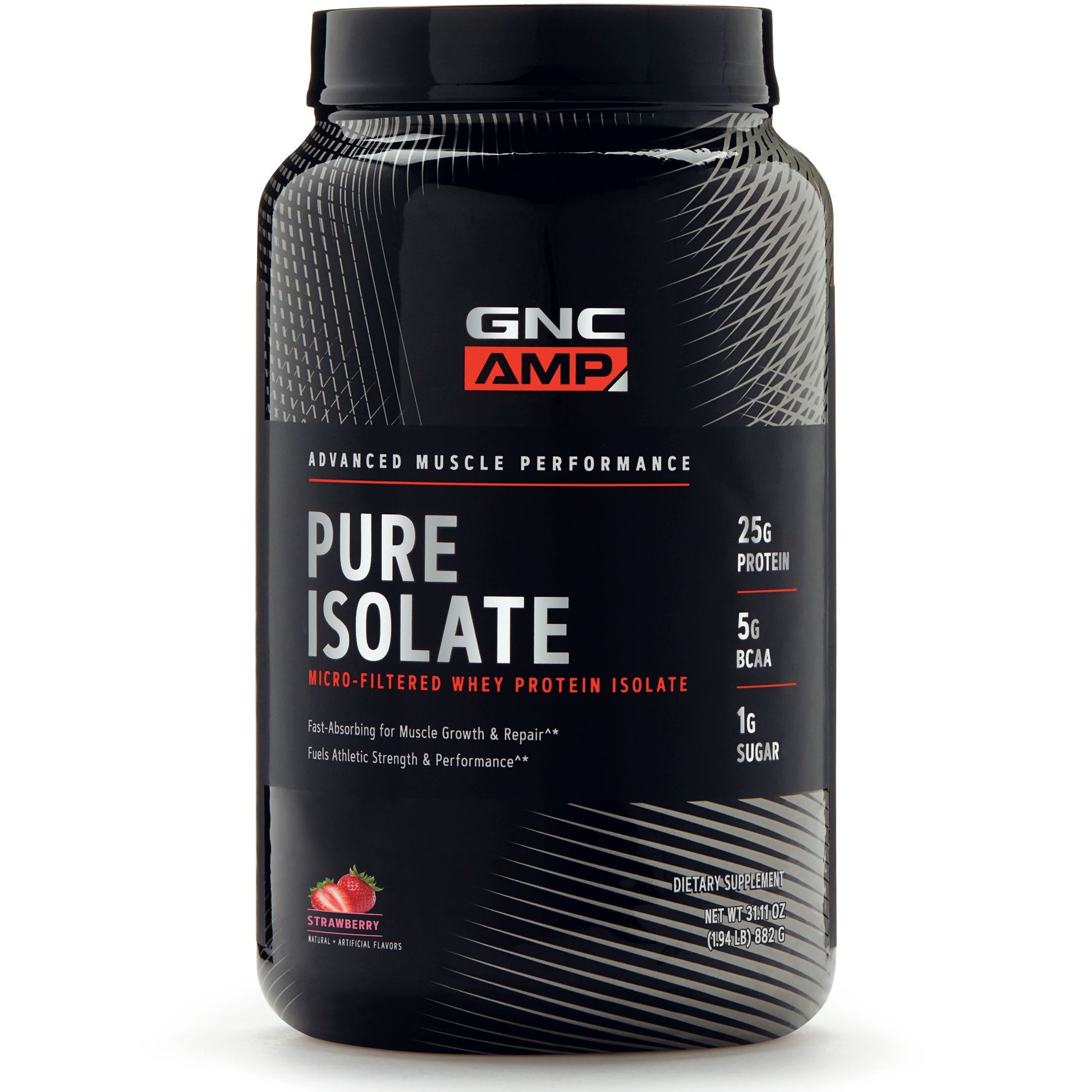 GNC AMP Pure Isolate, Proteina Izolata din Zer, cu Aroma de Capsuni, 882 g