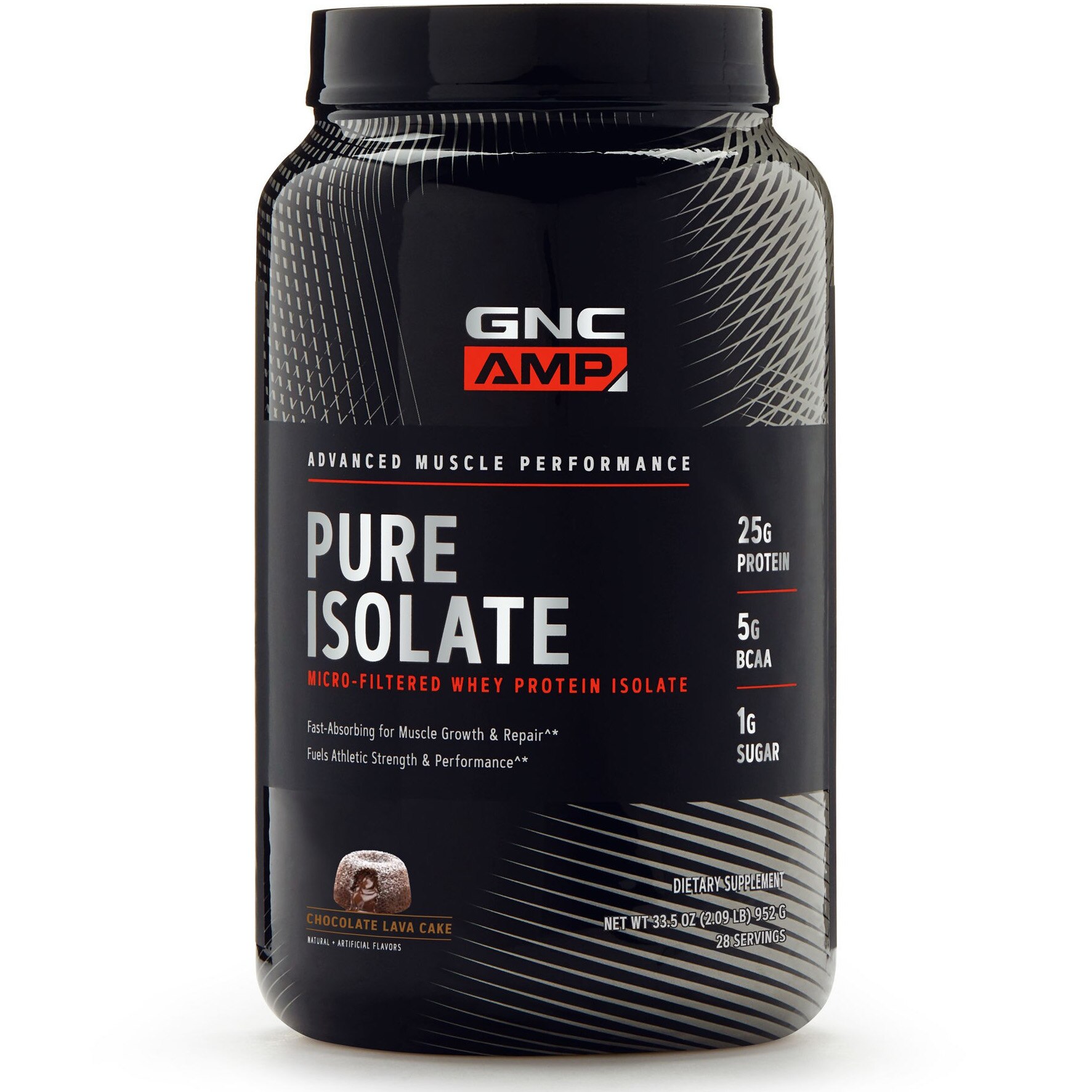 GNC AMP Pure Isolate, Proteina Izolata din Zer, cu Aroma de Lava Cake de Ciocolata, 952 g