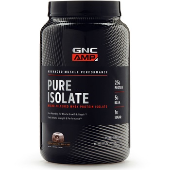 GNC AMP Pure Isolate, Proteina Izolata din Zer, cu Aroma de Lava Cake de Ciocolata, 952 g GNC AMP Pure Isolate, Proteina Izolata din Zer, cu Aroma de Lava Cake de Ciocolata, 952 g