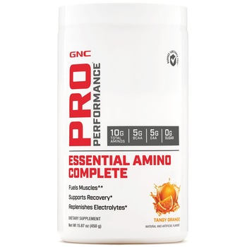 GNC Pro Performance® Essential Amino Complete, Aminoacizi, cu Aroma de Mandarine, 450 g GNC Pro Performance® Essential Amino Complete, Aminoacizi, cu Aroma de Mandarine, 450 g