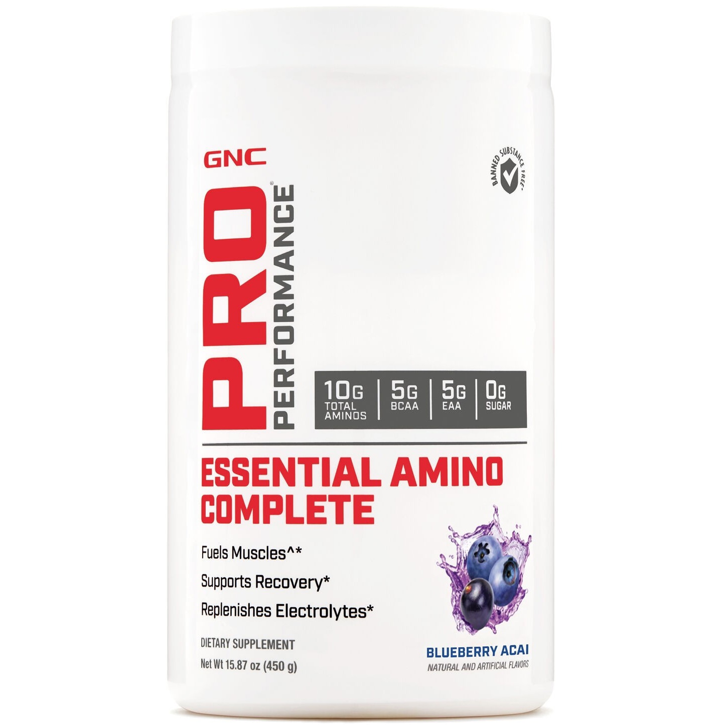 GNC Pro Performance® Essential Amino Complete, Aminoacizi, cu Aroma de Afine, 450 g