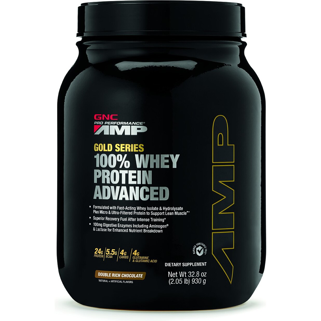 GNC AMP Gold Series 100% Whey Protein Advanced, Proteina din Zer, cu Aroma de Ciocolata, 930 g