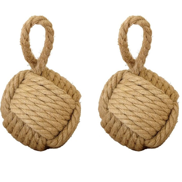 Set 2 opritoare usi, Alice's Collection, Maro, PVC, 17 cm