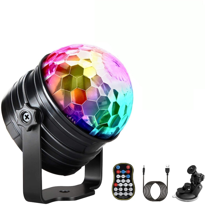 Lampa de veghe portabila, YWX, cu proiector RGB, 16 efecte iluminare, Sincroniza Muzica, temporizator, cu Telecomanda, Multicolor