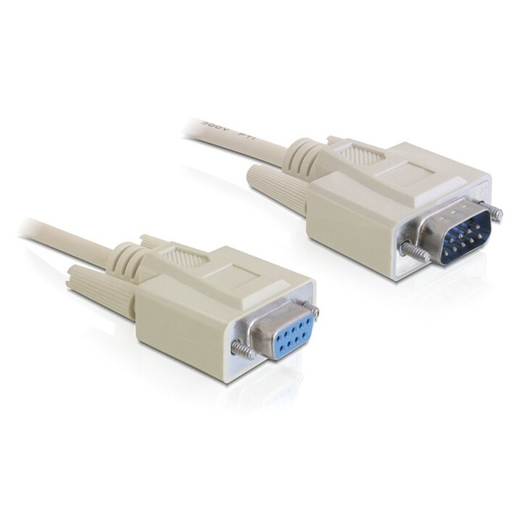 DeLock Cable Serial RS-232 Sub-D9 male > RS-232 Sub-D9 female 2m extension Beige, 110880, Kábel
