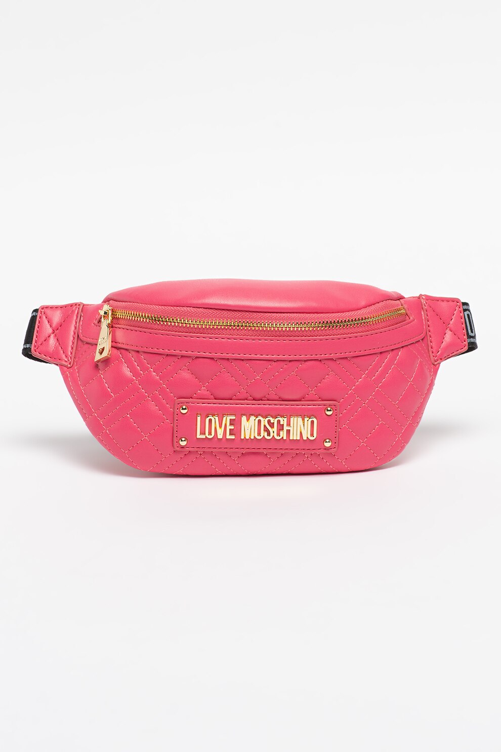 Love Moschino, Borseta de piele ecologica cu logo, Fucsia