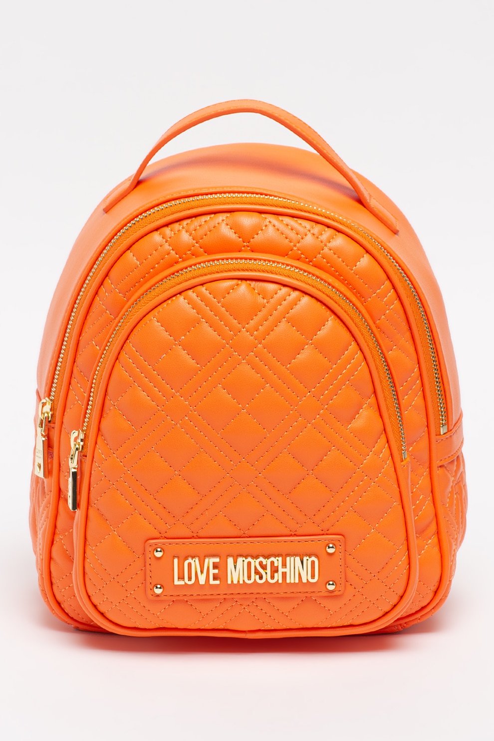 Love Moschino, Rucsac de piele ecologica cu aspect matlasat, Oranj mandarina
