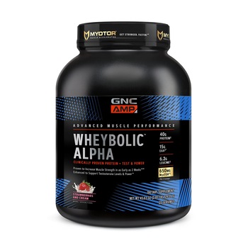 GNC AMP Wheybolic™ Alpha, Proteina din Zer, cu Aroma de Capsuni si Frisca, 1293.6 g GNC AMP Wheybolic™ Alpha, Proteina din Zer, cu Aroma de Capsuni si Frisca, 1293.6 g