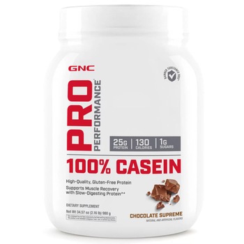 GNC Pro Performance® 100% Casein, Cazeina, cu Aroma de Ciocolata, 980 g GNC Pro Performance® 100% Casein, Cazeina, cu Aroma de Ciocolata, 980 g