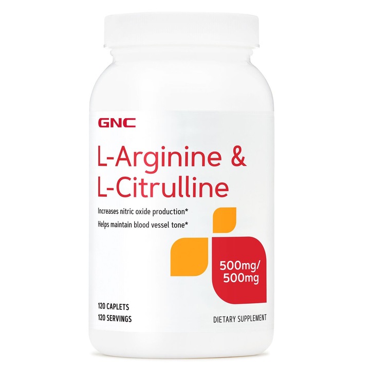 GNC L-Arginine & L-Citrulline, L-Arginina si L-Citrulina, 120 tb