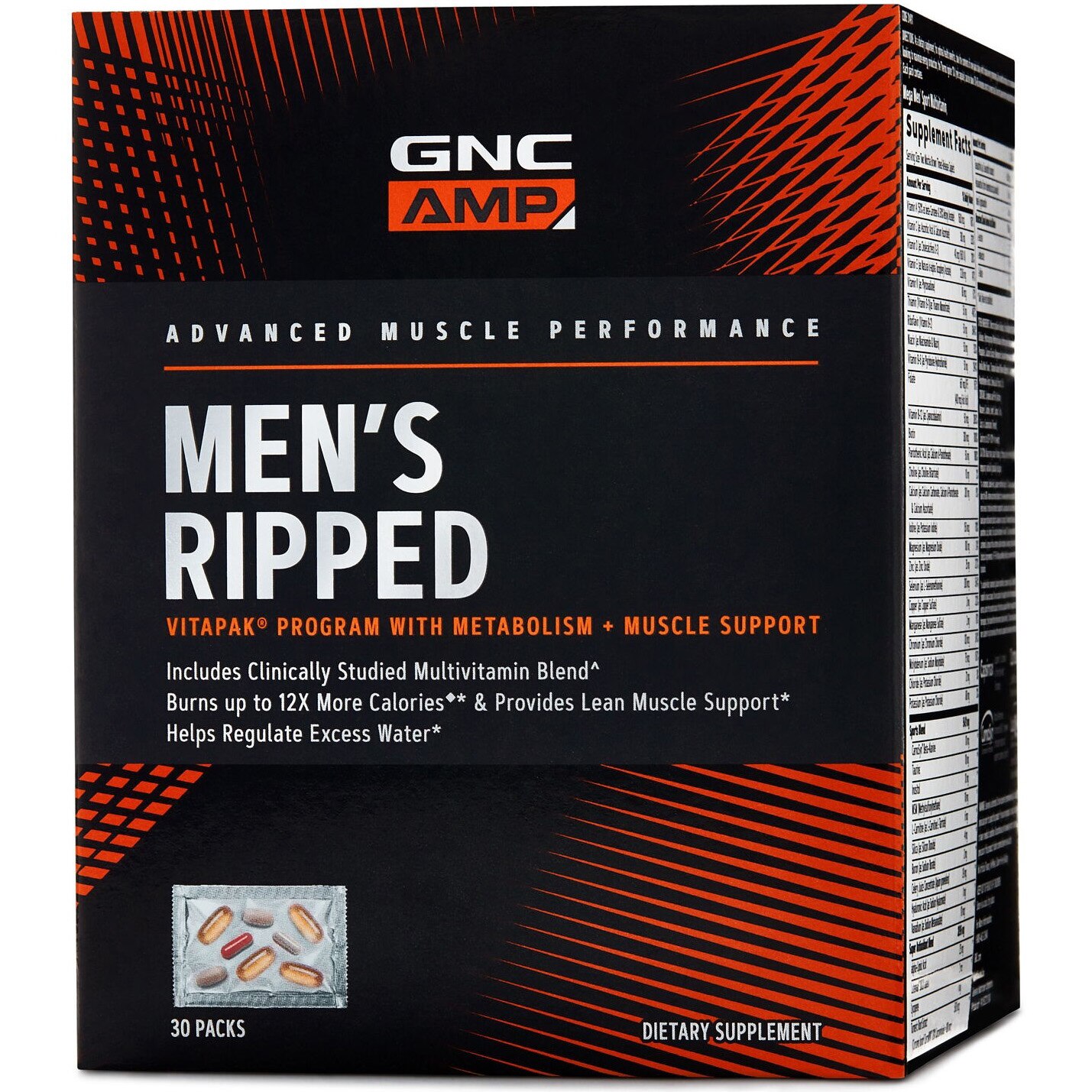 GNC AMP Men's Ripped Vitapak® Program Complex de Multivitamine Pentru Barbati, 30 Pachetele