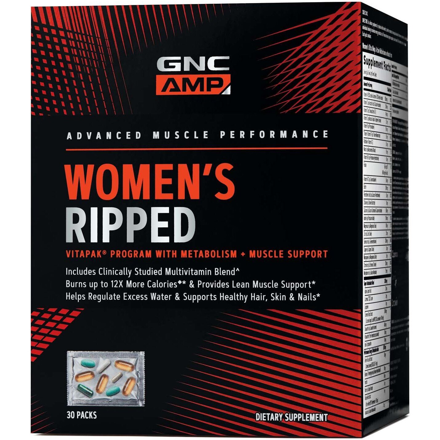 GNC AMP Women’s Ripped Program VitaPack® Complex de Multivitamine Pentru Femei, 30 Pachetele