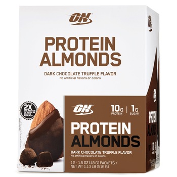 Optimum Nutrition Protein Almonds, Migdale Proteice, cu Aroma de Ciocolata Neagra si Trufe, 43 g Optimum Nutrition Protein Almonds, Migdale Proteice, cu Aroma de Ciocolata Neagra si Trufe, 43 g