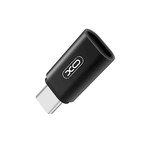 Adaptor micro USB-USB-C XO, 2.1A, 24 x 9 x 7 mm, Aluminiu, Negru/Gri