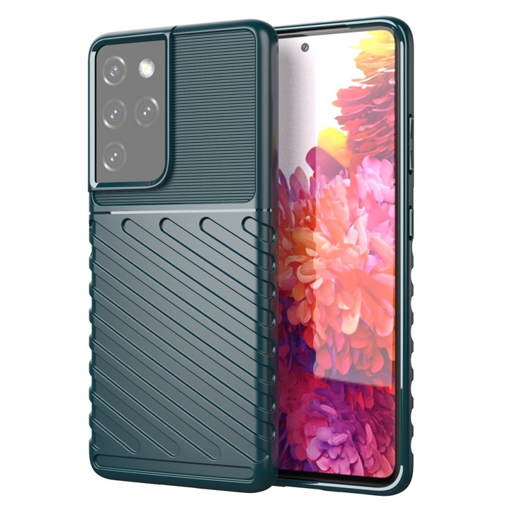 Кейс Rugged Armor за Samsung Galaxy S21 Ultra, Високозащитен, Зелен