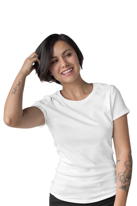 Tricou Smart Wear, model Confort, din bumbac 100% Organic, hipoalergenic, certificat, feminin, Alb