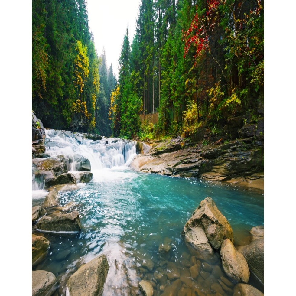 Fototapet de perete autoadeziv si lavabil Cascada54 Cascada de pe rau, 135 x 225 cm