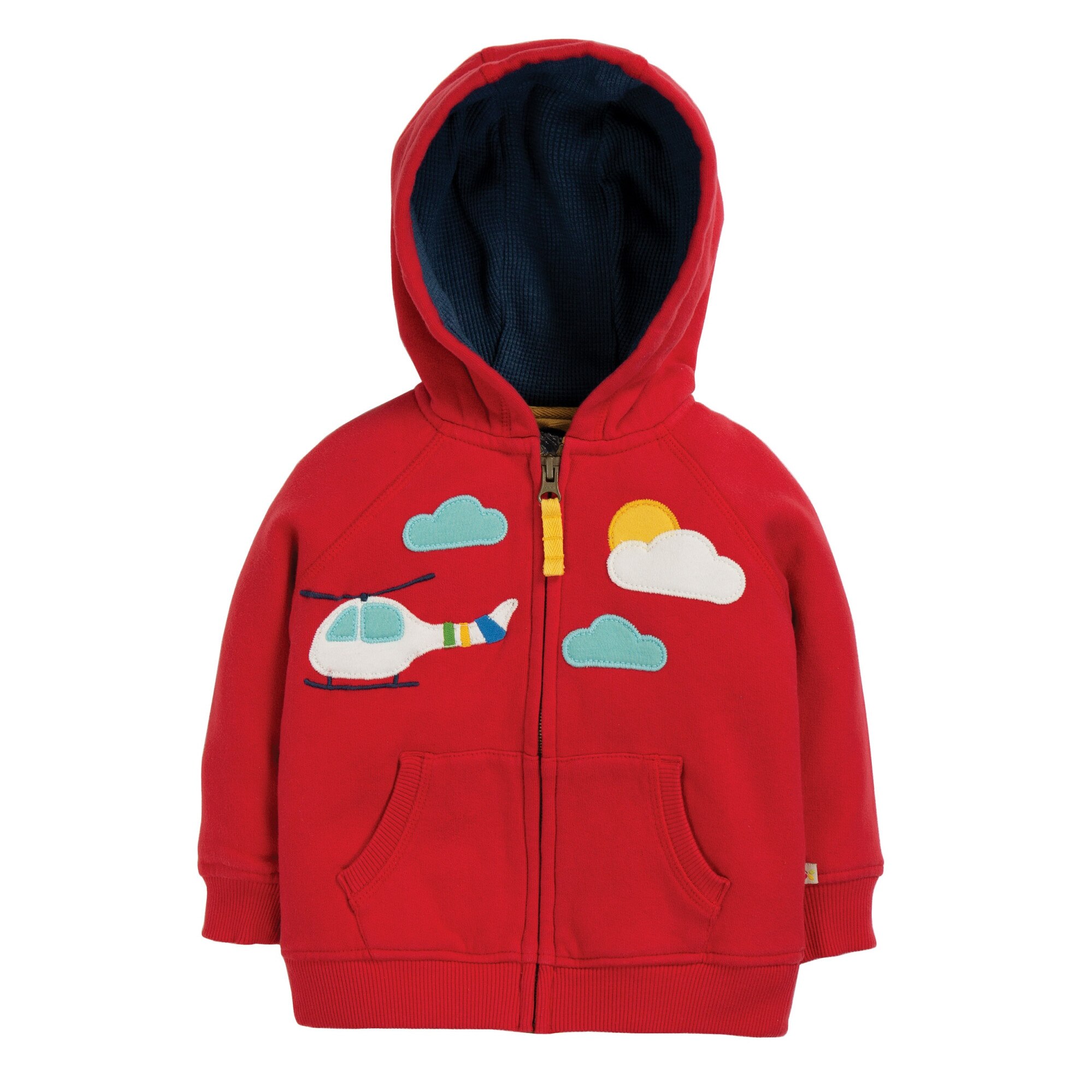 Hanorac Hoody, cu elicopter, bumbac organic, rosu, copii