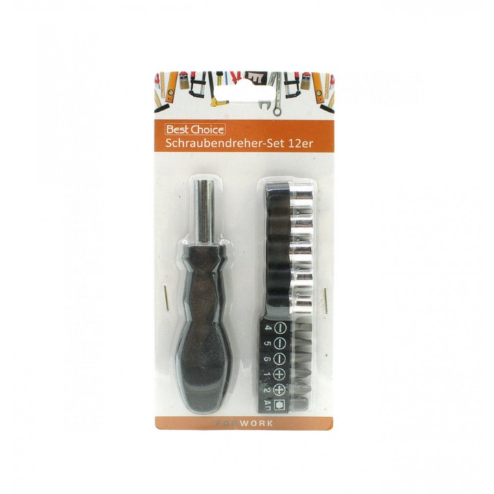 Set surubelnita de uz casnic cu 11 accesorii, Neagra