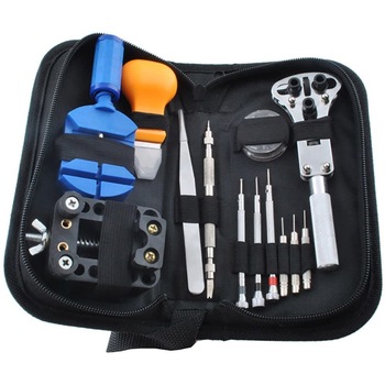 Trusa de scule pentru repararea ceasului, Zola, 13 piese, neagra, husa inclusa Trusa de scule pentru repararea ceasului, Zola, 13 piese, neagra, husa inclusa