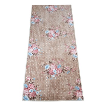 Covor tip traversa Nova 221 , 80x300 cm, poliester 100% ,inaltime plus 6 mm ,gramaj 1250 g/mp ,antialunecare ,dos PVC cu puncte , model buchete flori Covor tip traversa Nova 221 , 80x300 cm, poliester 100% ,inaltime plus 6 mm ,gramaj 1250 g/mp ,antialunecare ,dos PVC cu puncte , model buchete flori