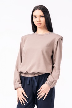 Bluza cu pernite la umeri Lazo, Bej Bluza cu pernite la umeri Lazo, Bej