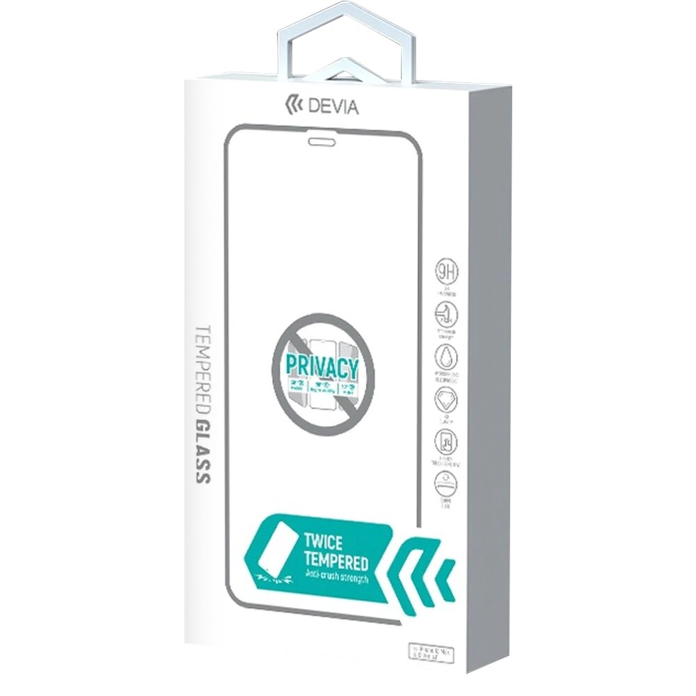 Folie Devia Sticla Real Series Privacy Twice compatibila cu iPhone 12 Mini, Black