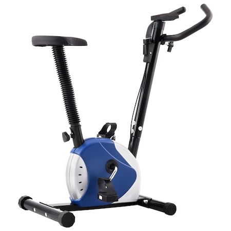 Bicicleta de fitness cu centura de rezistenta, vidaXL, Metal, 64 x 41 x 104 cm, Albastru