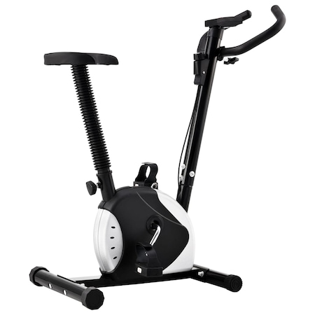 bicicleta de fitness cu centura de rezistenta, vidaXL, Metal, 64 x 41 x 104 cm, Negru pret ieftin