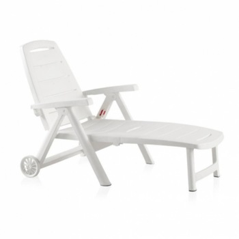 Sezlong de plaja cu roti Antibes, alb, 190 x 74 x 80 cm Sezlong de plaja cu roti Antibes, alb, 190 x 74 x 80 cm