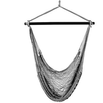 Hamac de gradina/ casa tip scaun, Zola®, bumbac, gri, greutate maxima suportata 150 kg Hamac de gradina/ casa tip scaun, Zola®, bumbac, gri, greutate maxima suportata 150 kg