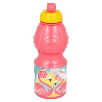 Sticla plastic pentru apa Flamingo, 400 ml Roz 400 ml Sticla plastic pentru apa Flamingo, 400 ml Roz 400 ml