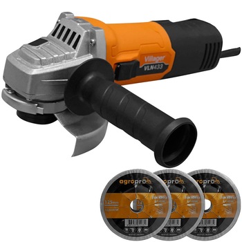 Set polizor unghiular Villager VLN 433, putere 900 W, turatie 12000 rpm, diametru disc 125 mm, 3 x discuri de taiere CW-125-60 AgroPro Set polizor unghiular Villager VLN 433, putere 900 W, turatie 12000 rpm, diametru disc 125 mm, 3 x discuri de taiere CW-125-60 AgroPro