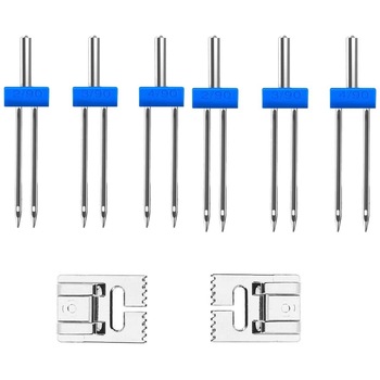 Set 6 ace de cusut duble pentru masina de cusut si 2 picoruse Pili Paradise, 3 dimensiuni 2.0 / 90, 3.0 / 90, 4.0 / 90, Multicolor Set 6 ace de cusut duble pentru masina de cusut si 2 picoruse Pili Paradise, 3 dimensiuni 2.0 / 90, 3.0 / 90, 4.0 / 90, Multicolor