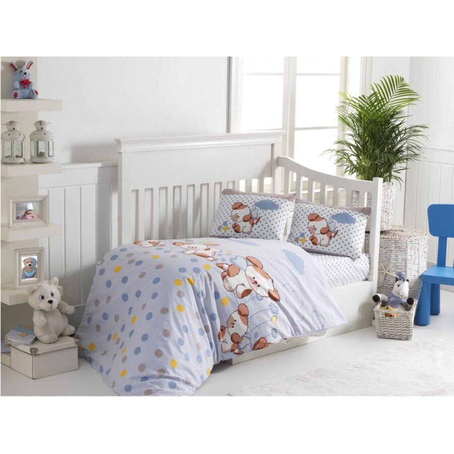 Lenjerie patut bebelusi bumbac 100%, 100 x 160cm, Bahar Home, Catelusi