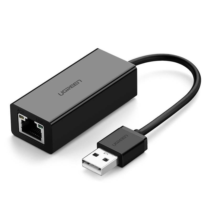 Мрежов адаптер, UGREEN, CR110 USB към RJ45, черен