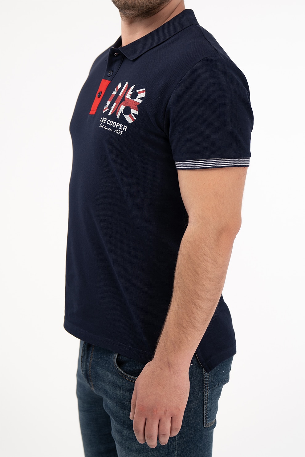 Lee Cooper, Tricou polo din bumbac cu material pique, Bleumarin