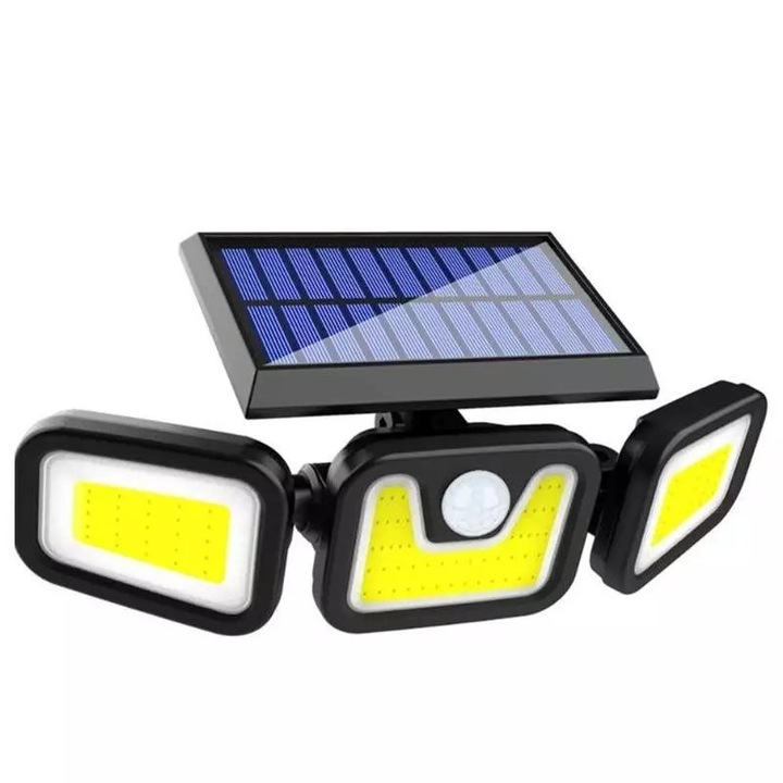 Lampa solara SIKS® 74 leduri, montare pe perete, incarcare solara, senzor miscare