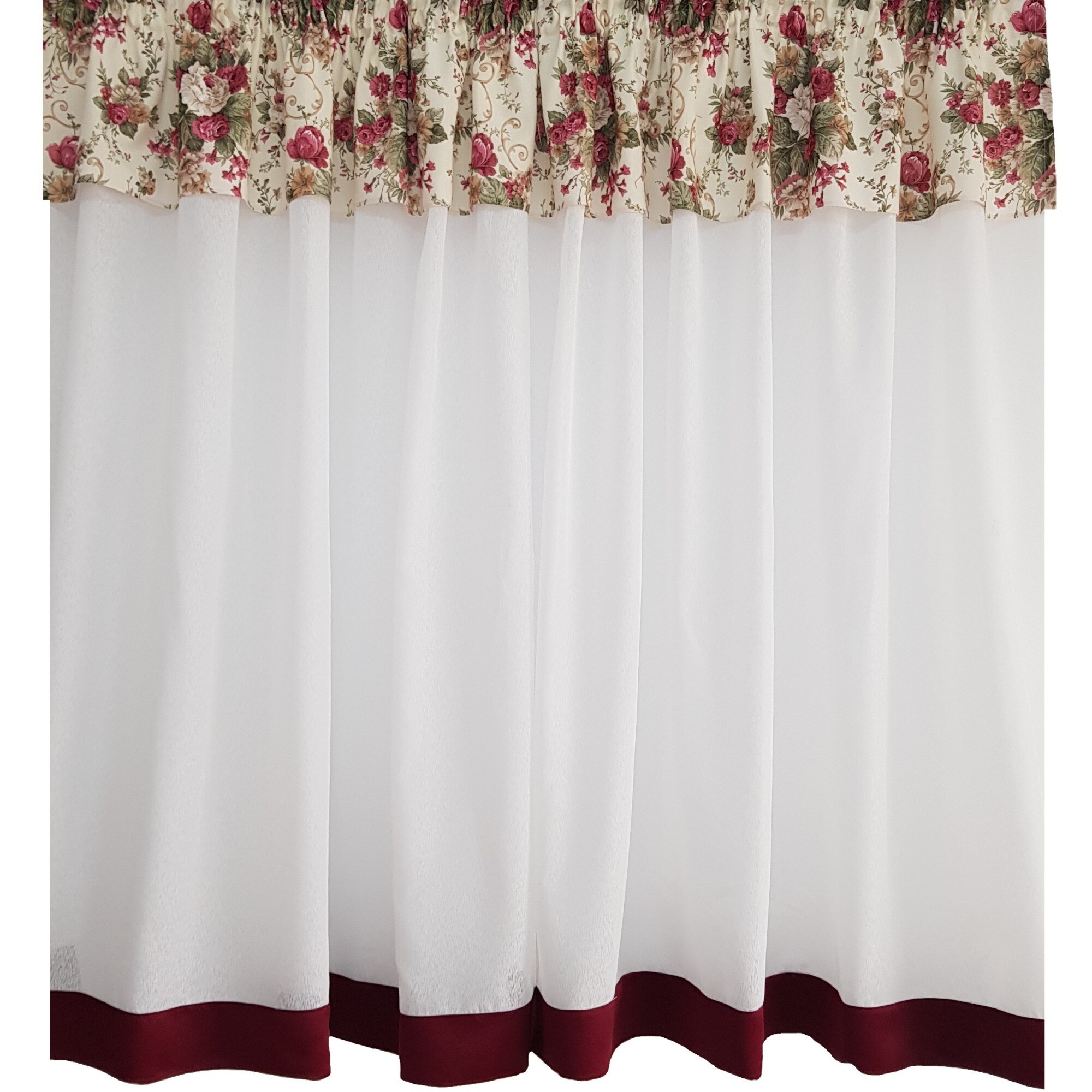 Perdea Decorint confectionata (PB.553), Alb, model floral , 300 x 150