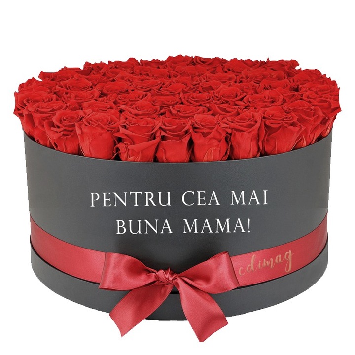 Aranjament floral Lux, cu 51 trandafiri de sapun, Cdimag, Pentru cea mai buna mama