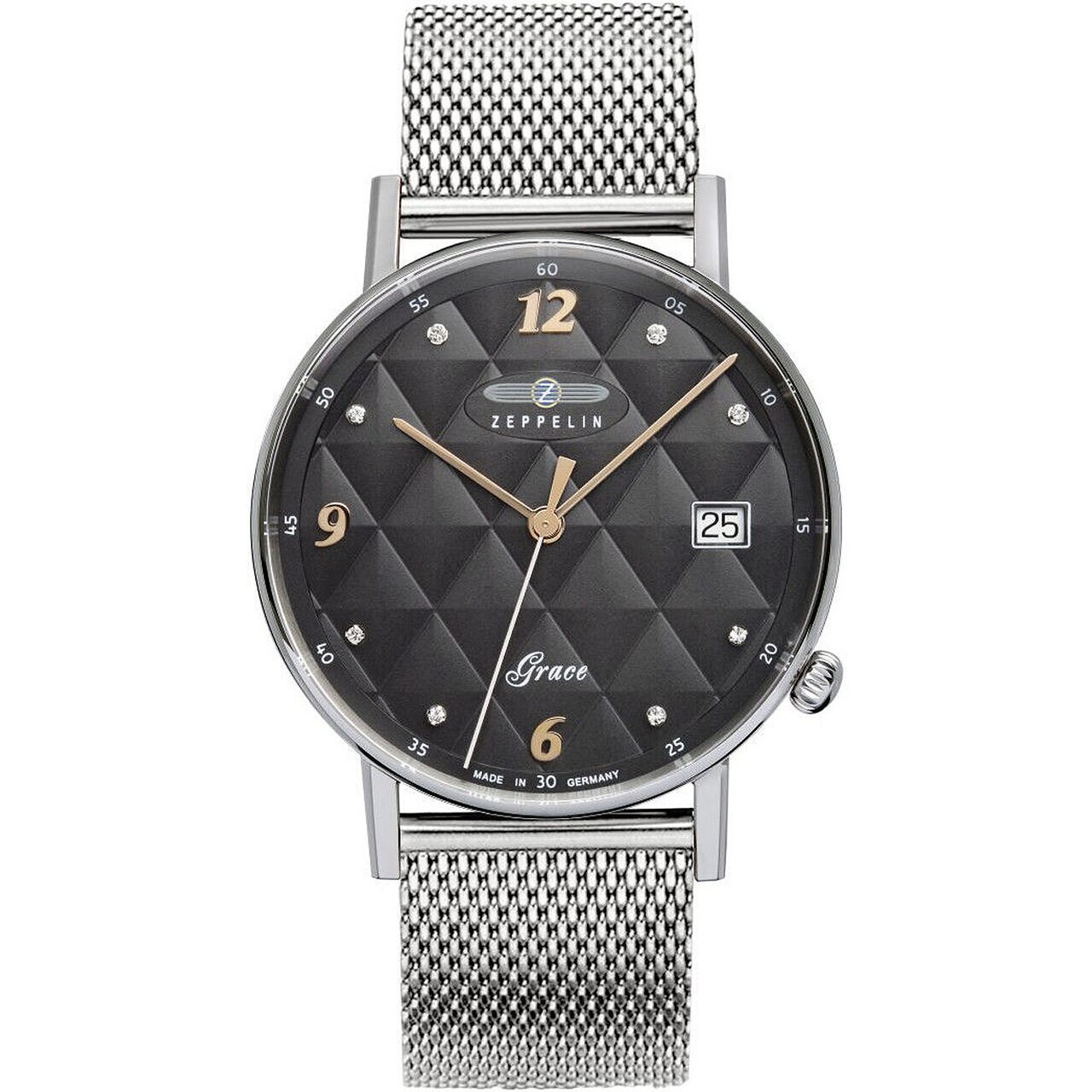 Ceas de dama Zeppelin 7441M-2, Quartz, 36mm, 5ATM, Argintiu