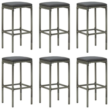 Set de 6 scaune de bar cu perne, vidaXL, Otel/Ratan, 38 x 38 x 76 cm, Gri Set de 6 scaune de bar cu perne, vidaXL, Otel/Ratan, 38 x 38 x 76 cm, Gri