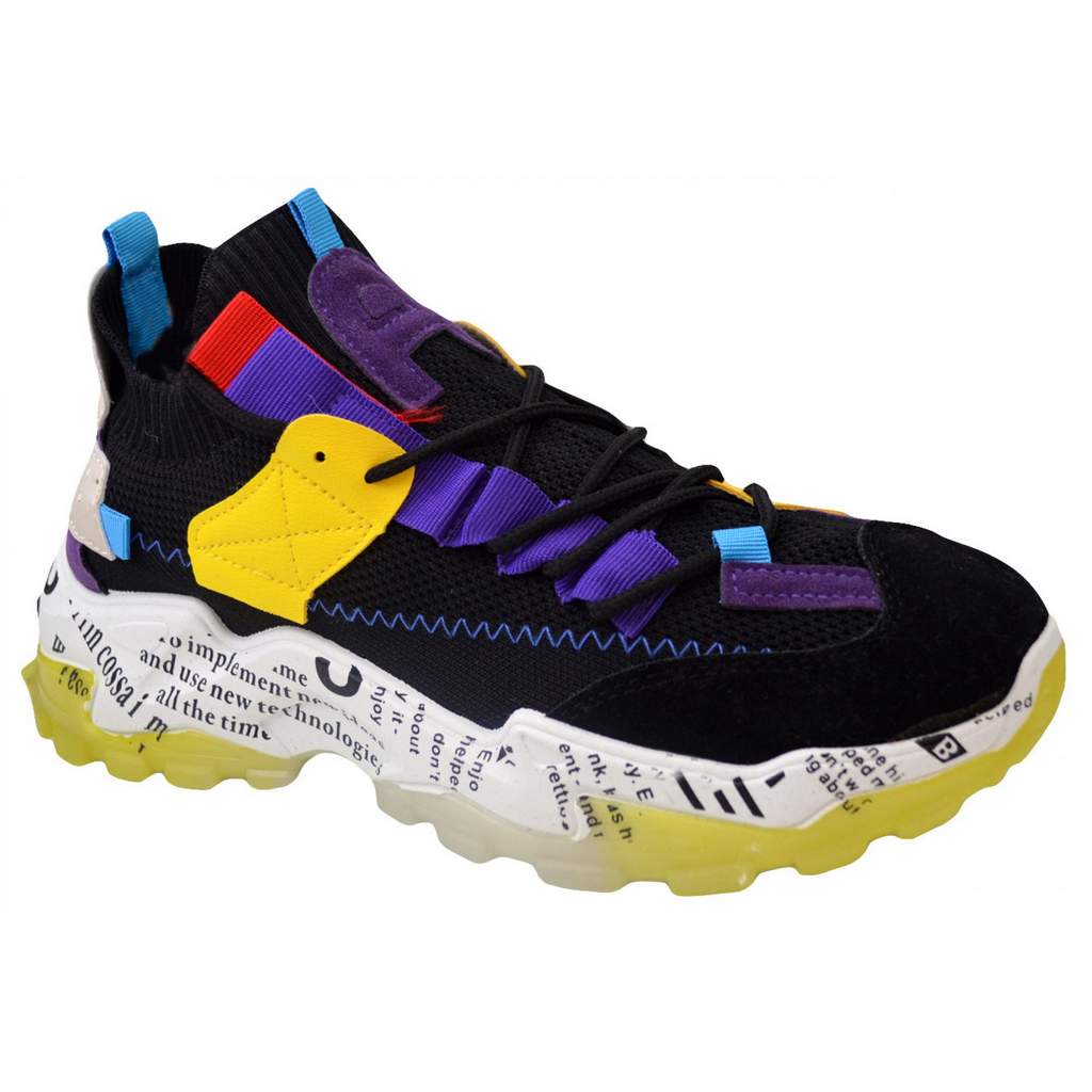 Pantofi Sport Casual Barbati, Multicolor din panza si insertii din piele, Talpa Usoara din Spuma, 41 EU