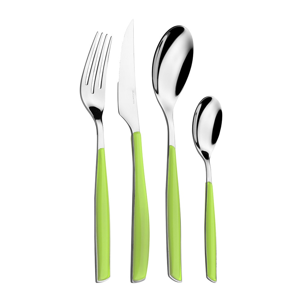 Set 24 tacamuri Casa Bugatti, Glamour, design modern, elegant, pentru 6 persoane, material premium, cutie de lux de prezentare, finisaj lucios, verde deschis