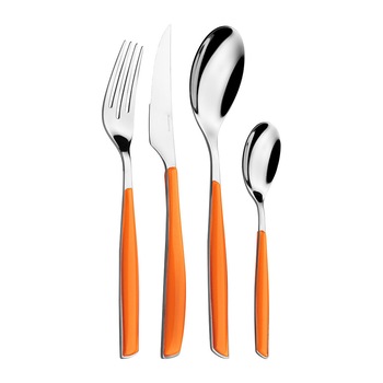 Set 24 tacamuri Casa Bugatti, Glamour, design modern, elegant, pentru 6 persoane, material premium, cutie de lux de prezentare, finisaj lucios, portocaliu Set 24 tacamuri Casa Bugatti, Glamour, design modern, elegant, pentru 6 persoane, material premium, cutie de lux de prezentare, finisaj lucios, portocaliu