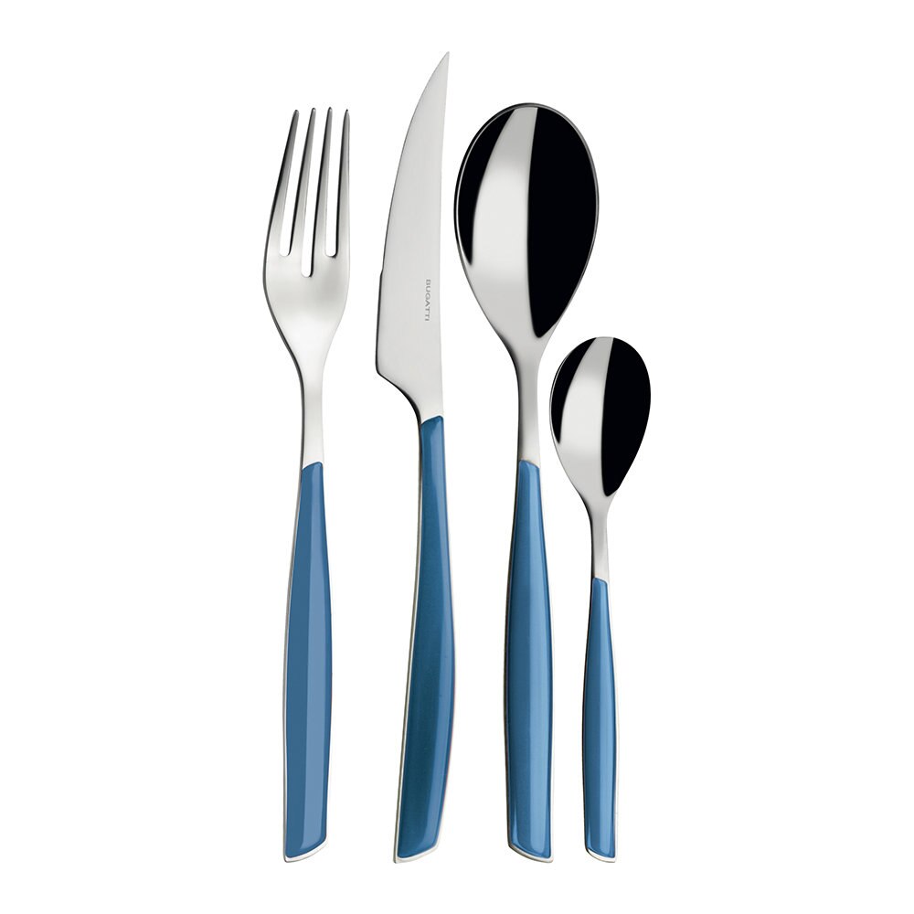 Set 24 tacamuri Casa Bugatti, Glamour, design modern, elegant, pentru 6 persoane, material premium, cutie de lux de prezentare, finisaj lucios, albastru