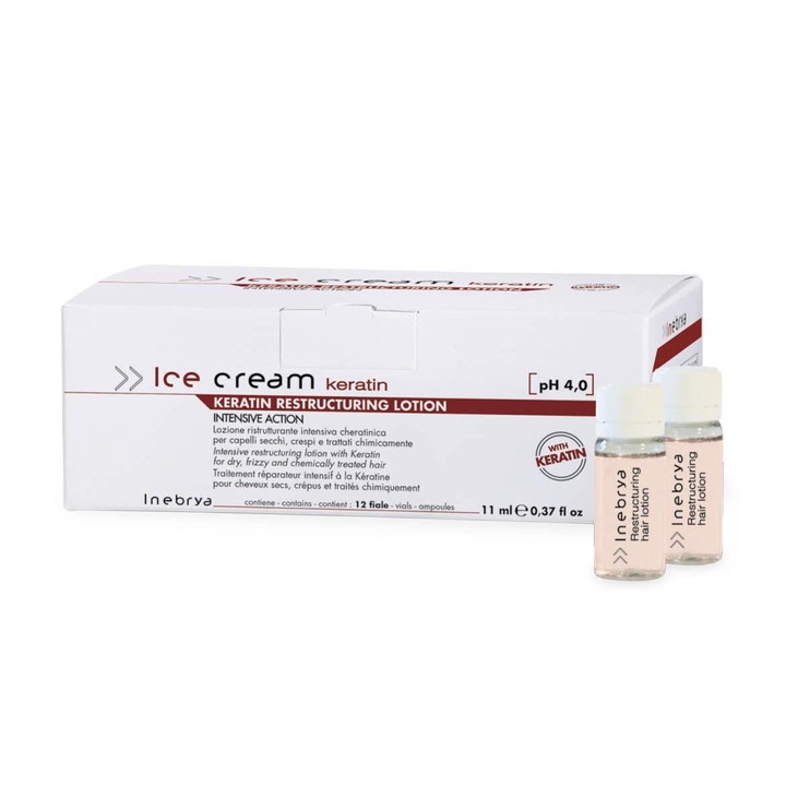 Set 12 Fiole, Inebrya, Keratin Lotion Restructuring, 11 ml